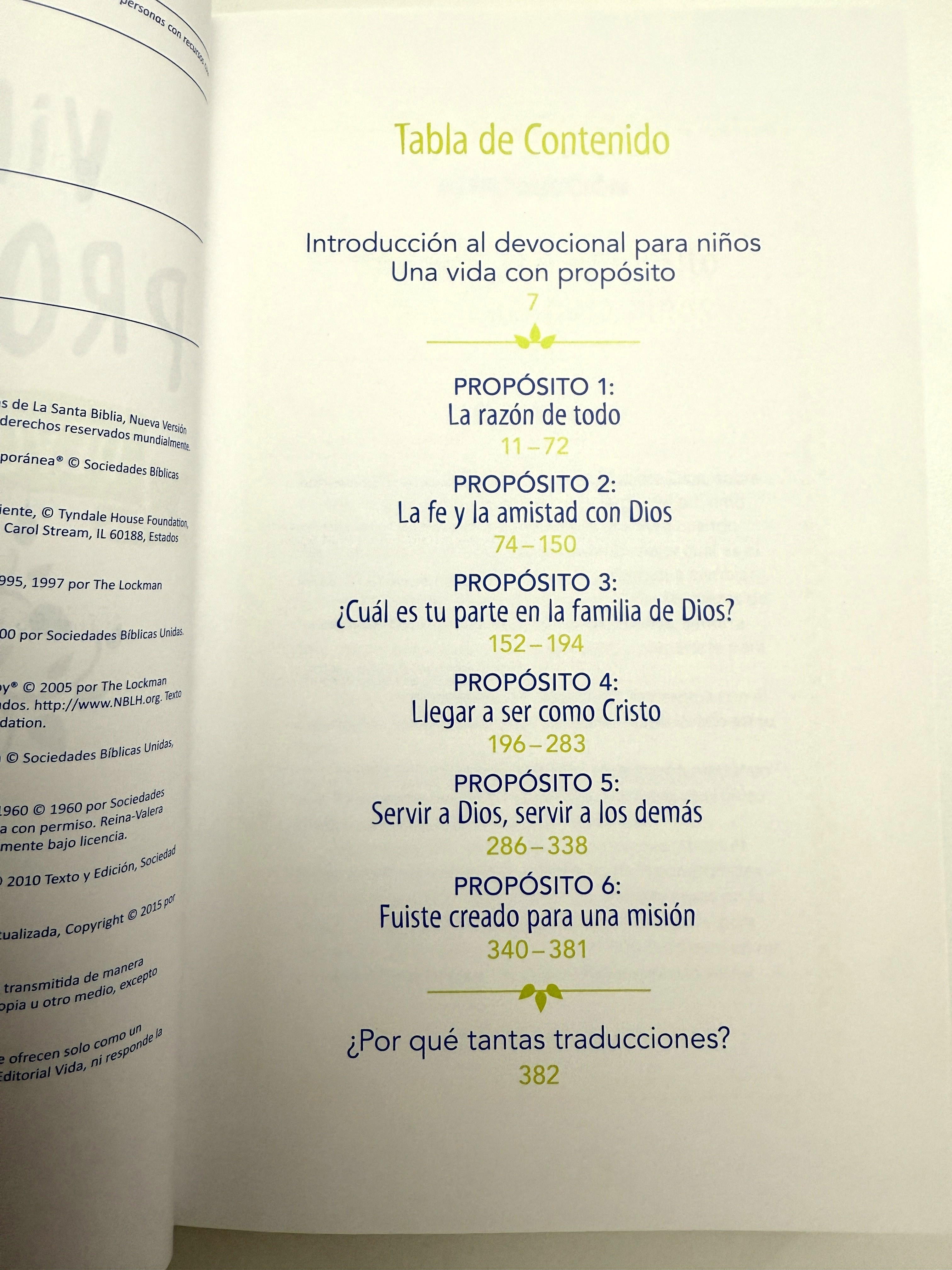 Una vida con propósito, devocional para niños