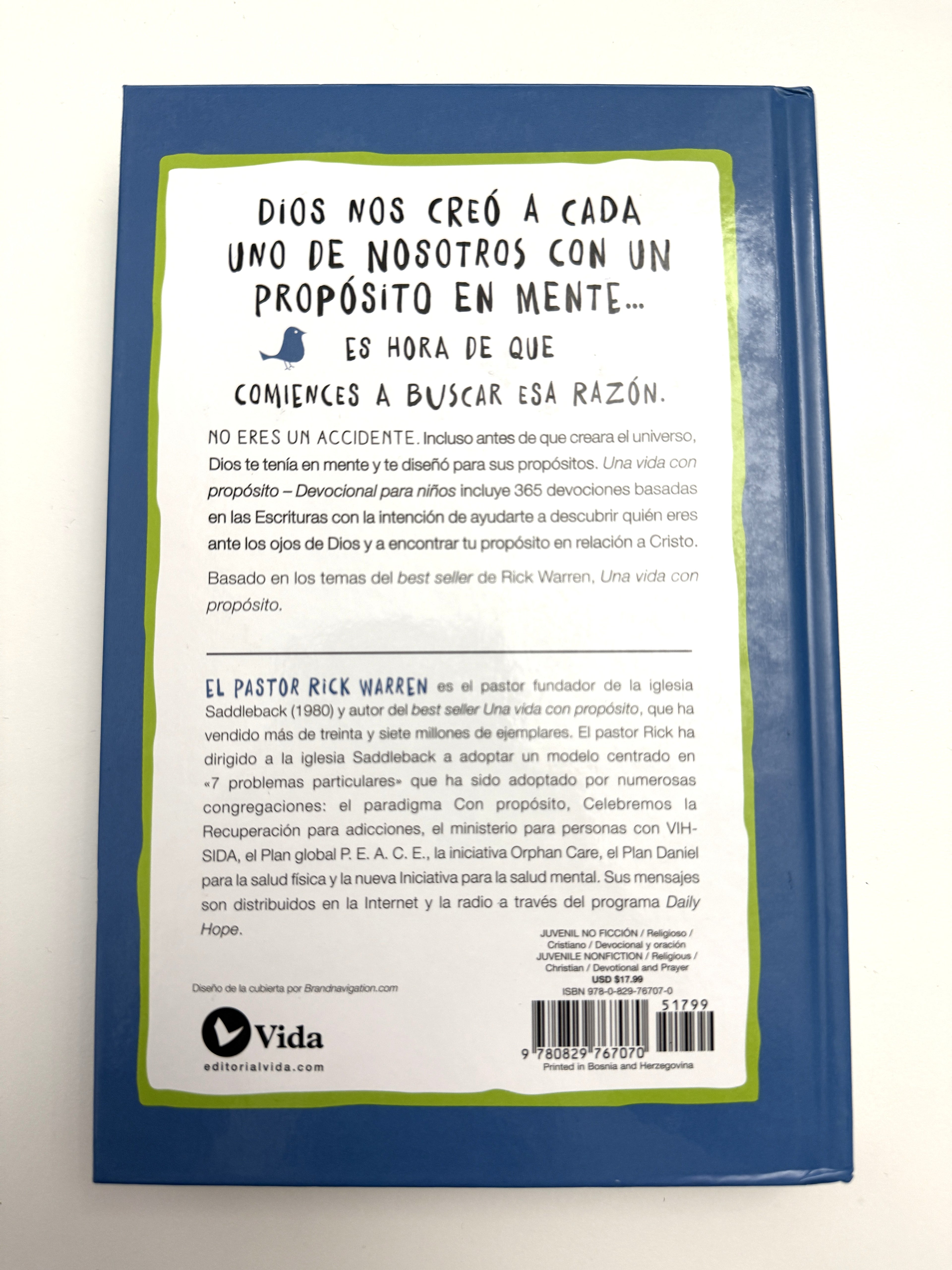 Una vida con propósito, devocional para niños
