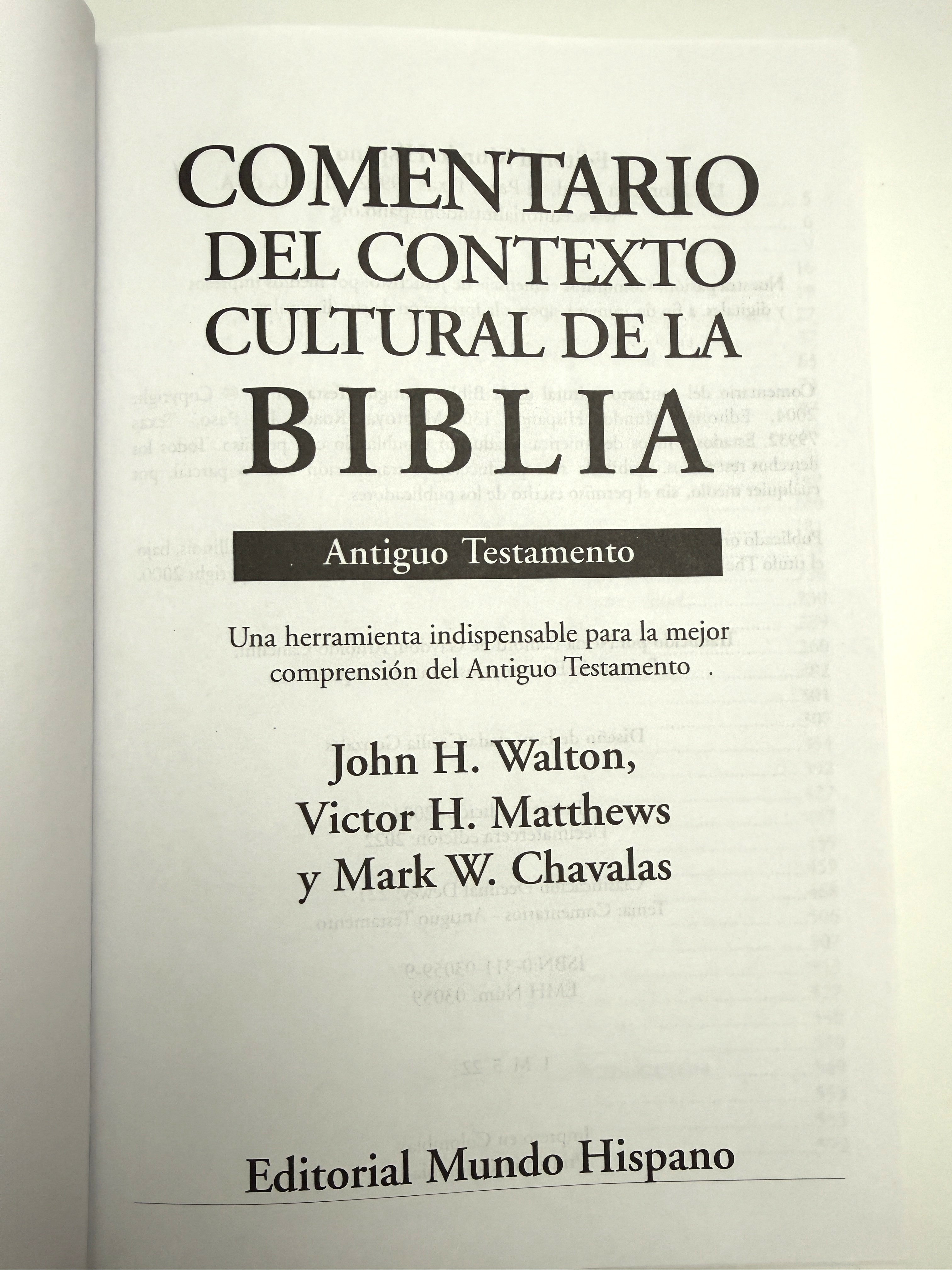 Comentario del Contexto Cultural de la Biblia: Antiguo Testamento