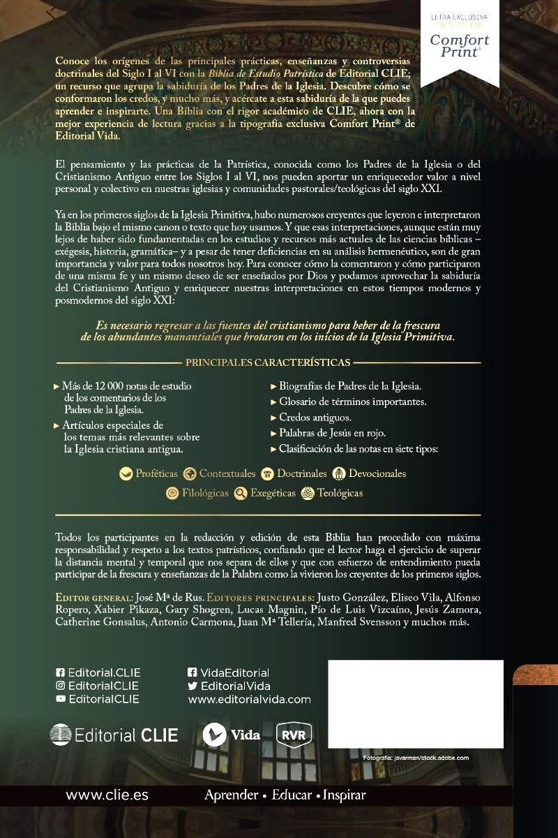 Biblia RVR de Estudio Patrística Café Símil Piel