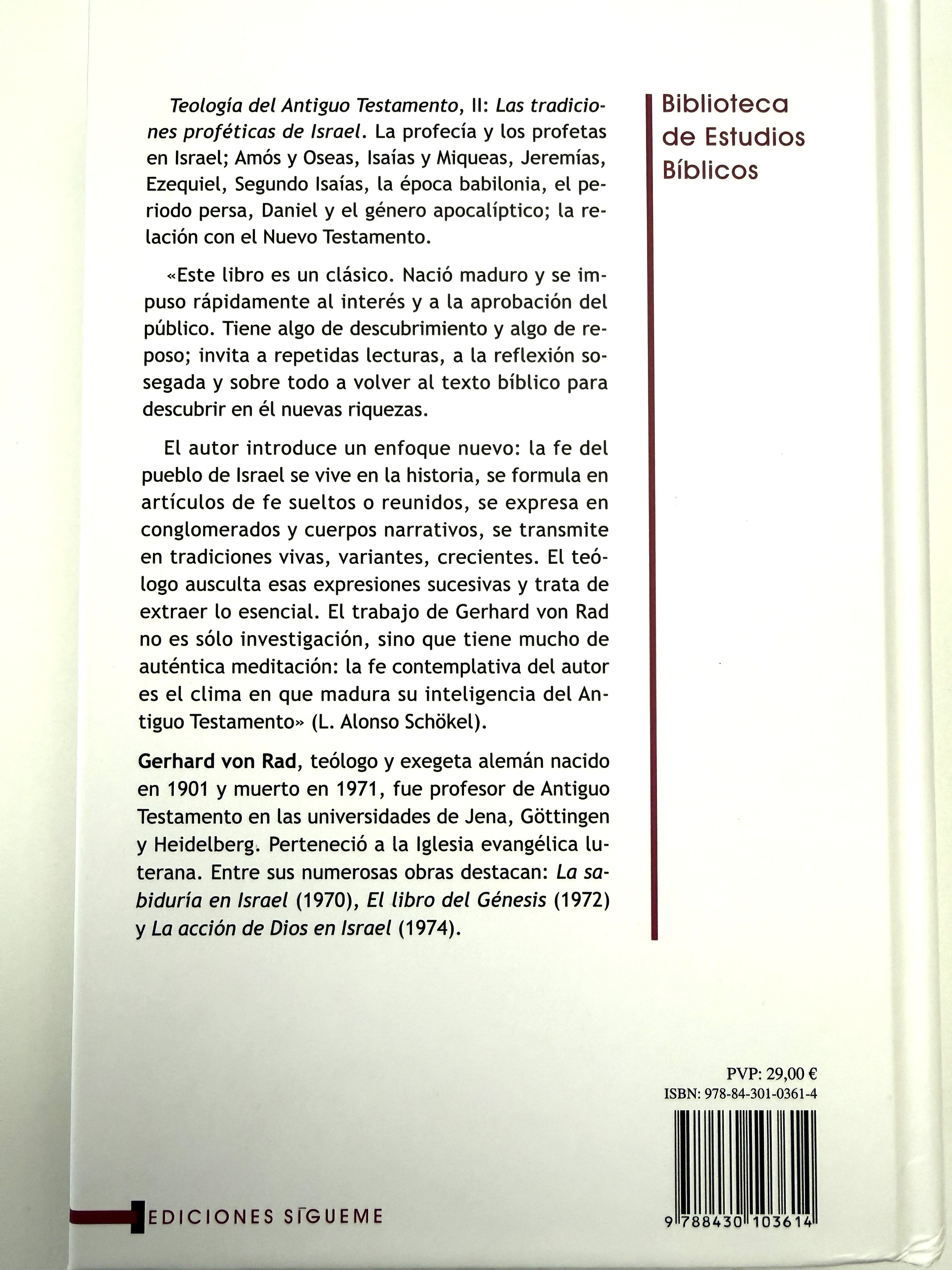 Teología del Antiguo Testamento, II Las tradiciones proféticas de Israel